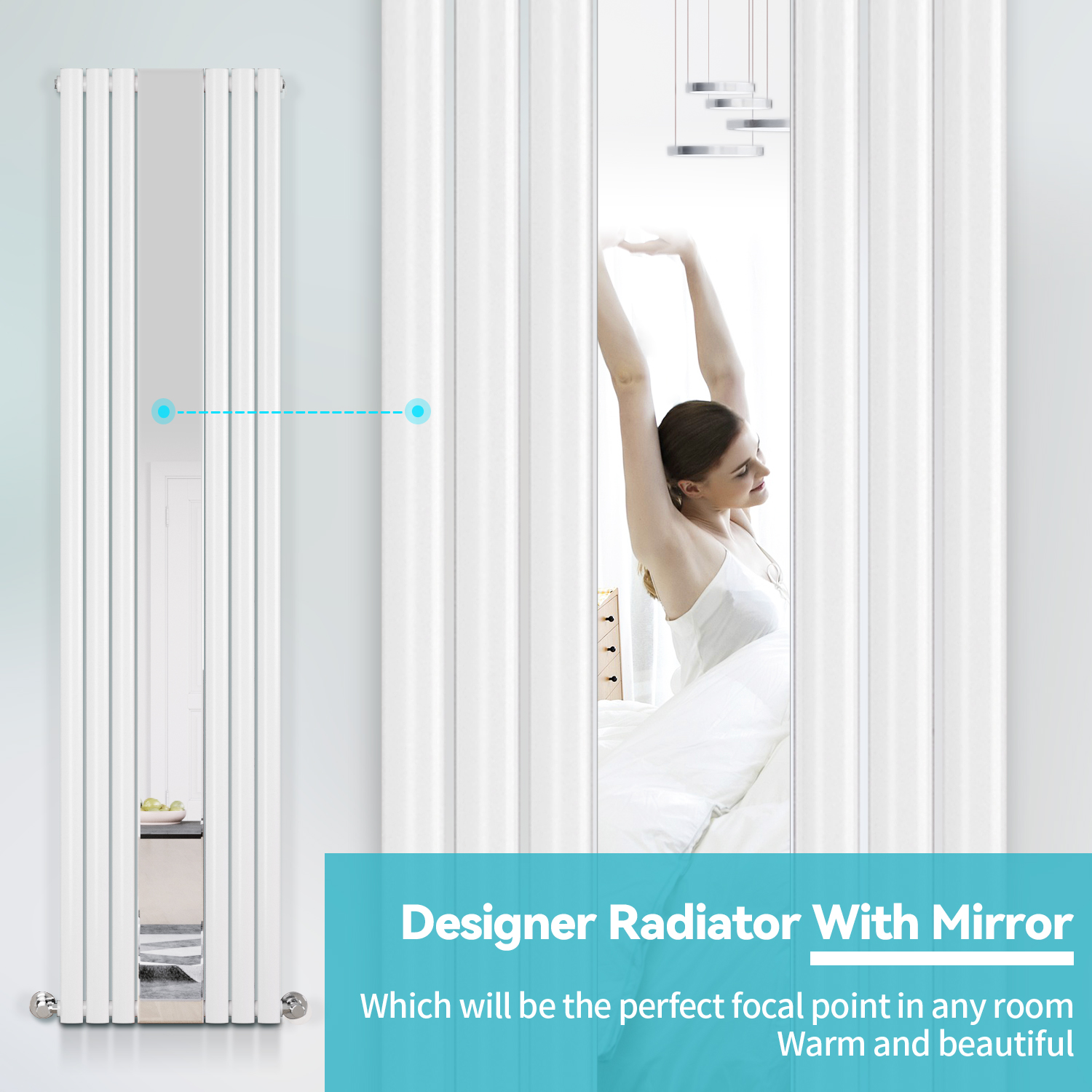 ELEGANT Vertical Mirror Radiator Designer Oval Column Panel Central